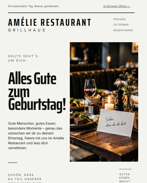 E-Mail-Vorlage Geburtstag · Typografisch