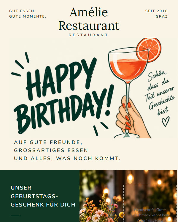 E-Mail-Vorlage Geburtstag · Verspielt